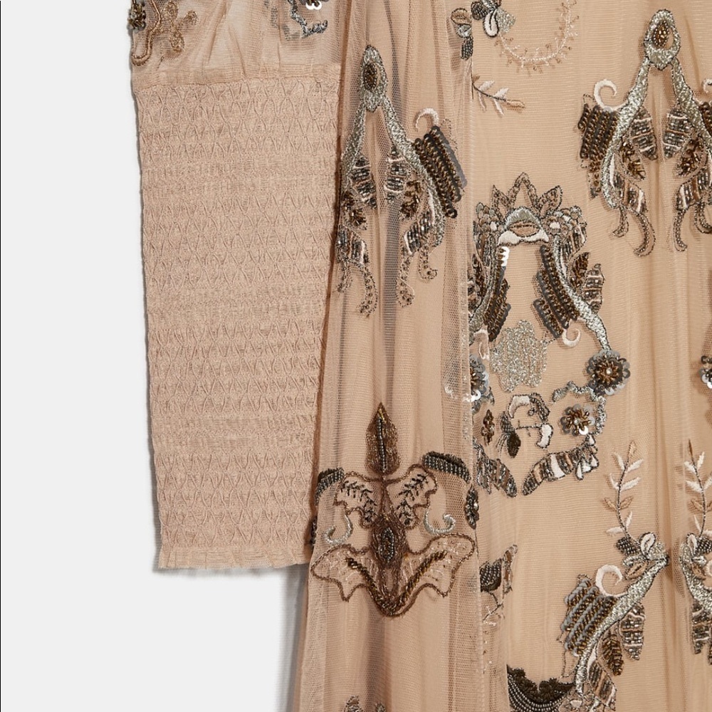 ZARA BNWT Embroidered Dress with Beading - Picture 4 of 10